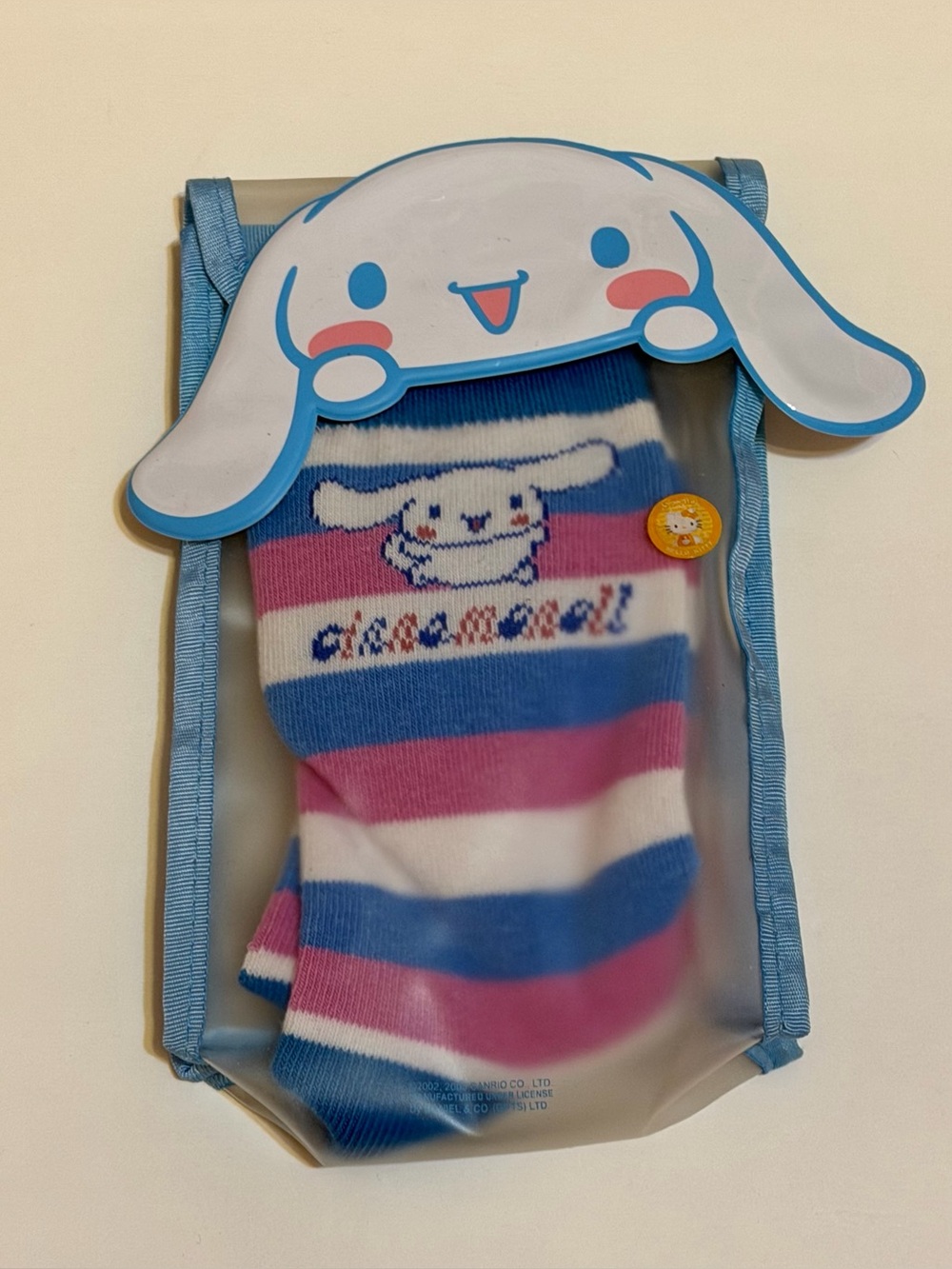 Sanrio Cinnamoroll striped ankle socks with character pouch